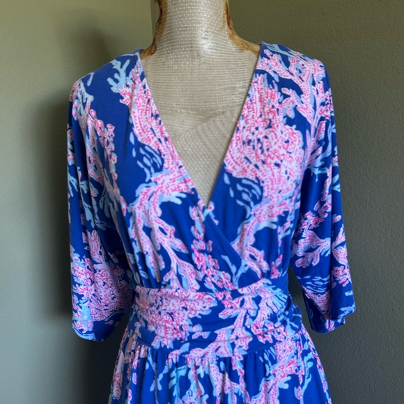 Lilly Pulitzer Pink and Blue Patterned women’s Dress w/attached shorts Sz M - Picture 6 of 9